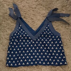 Anthropologie Blue Patterned Women's Tie Top